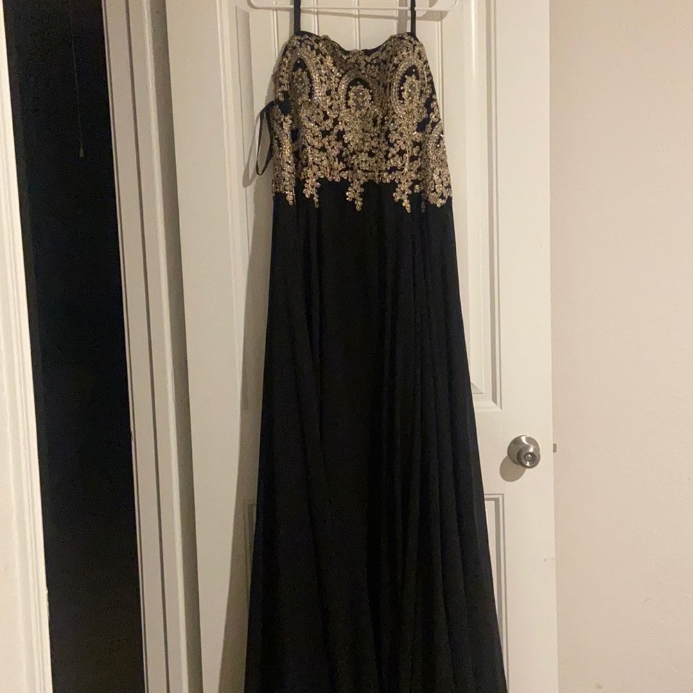 Black and Gold Prom Dress